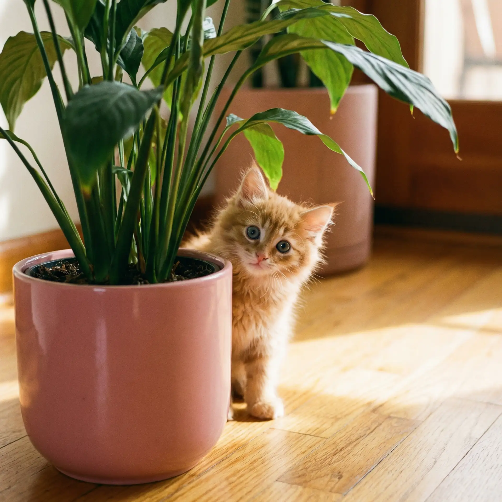 小猫从花盆后探头 - 忘忧草影视